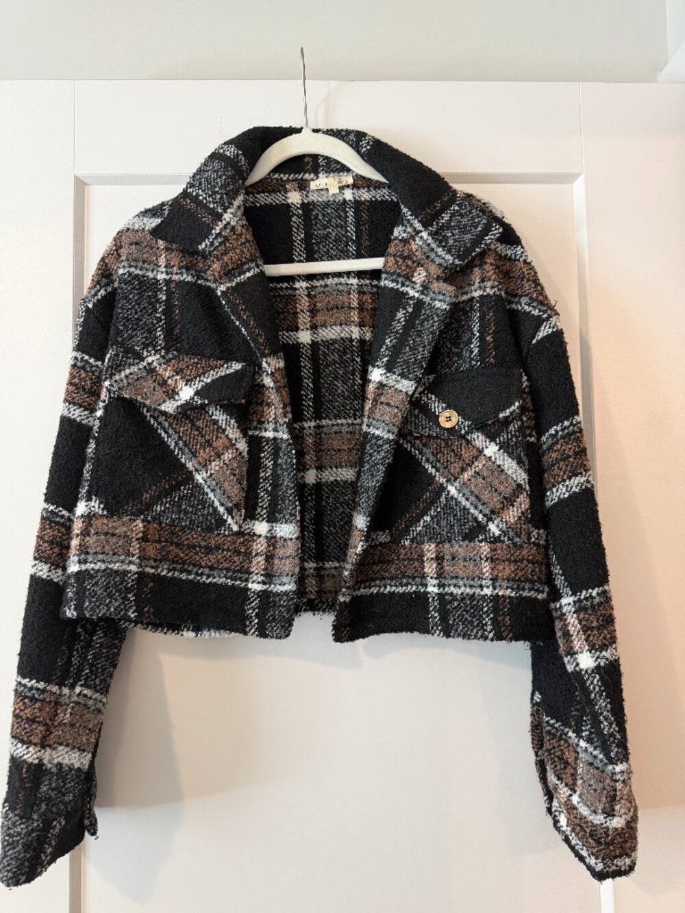 Plaid Crop Wool Jacket